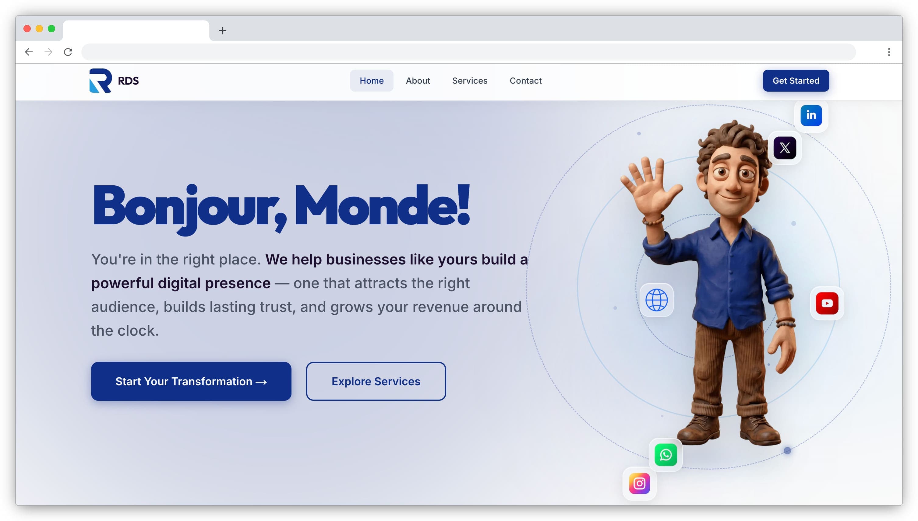 Website with browser frame